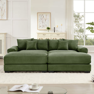English Elm 92" Oversized Cloud Modular Sectional Couch - Plush Corduroy, Deep Seating, 6 Pillows & Ottoman! W714S01331