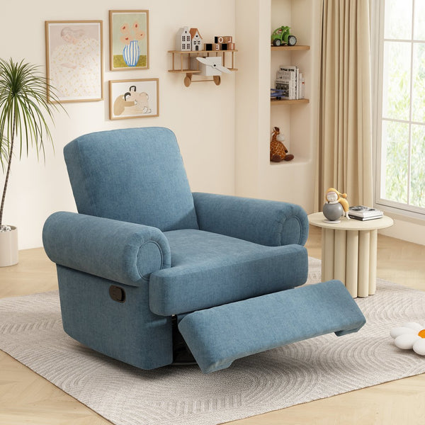 English Elm Christopher Knight Home® - Manual Recliner Sofa with 360° Swivel Rocker, Adjustable 110°–160° Back, Plush Chenille Seat Comfort Sky Blue N763P330954C