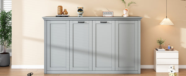 English Elm Twin Murphy Bed Cabinet Foldaway Gray — Space-Saving Twin Wall Bed with Integrated Legs, 1000lb Capacity GX002043AAE