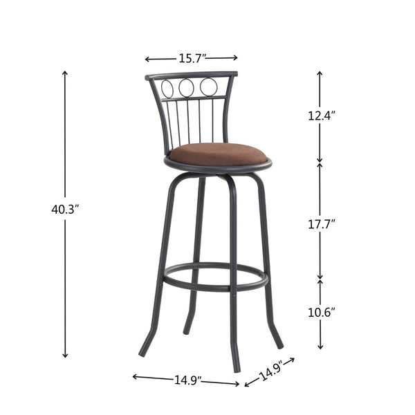 English Elm 3 Piece Counter Height Dining Set Industrial Metal Grid Chairs with Fabric Seats D665118806