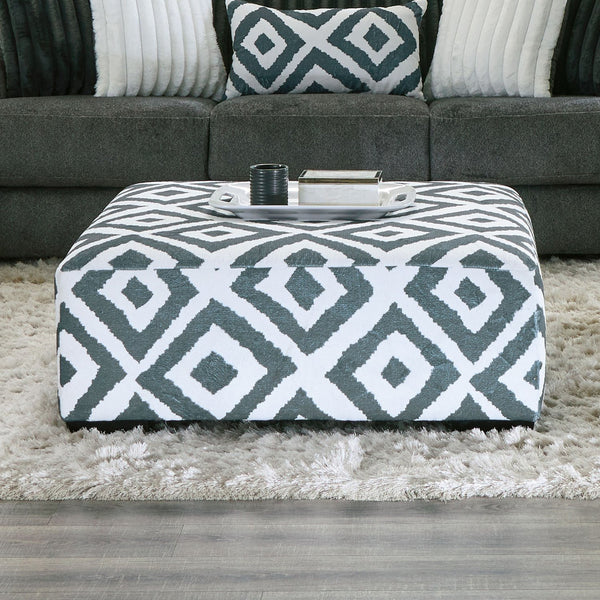 English Elm Upholstery Plush Square Chenille Ottoman with Solid Wood Block Legs — Versatile Seating & Accent Piece, 41"W x 41"D x 20"H Gunmetal,Ivory 42 L x 42 W x 15 H B2741P354523