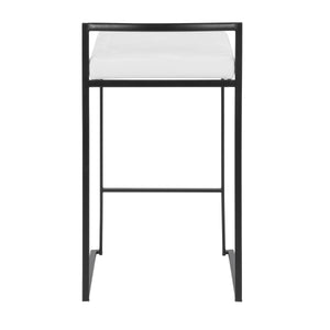 English Elm Fuji Contemporary Stackable Counter Stool Set Of 2 – Black Metal Frame With Plush White Velvet Seats B202P222378
