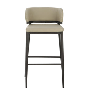 English Elm Christopher Knight Home® - Metal Industrial Leathaire Barstool Set of 2 with Comfortable Seat, Footrest, Non‑Slip Feet, Durable Frame khaki N771P247188V