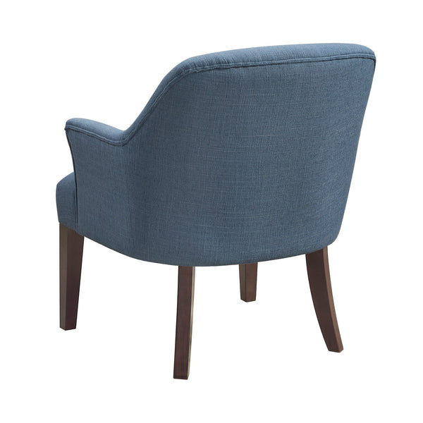 English Elm Modern Tufted Back Accent Chair with Espresso Wood Legs, Foam Seat Comfort, Stylish Living Room Seating Blue 26.5 L x 29 W x 22 H B011P305064
