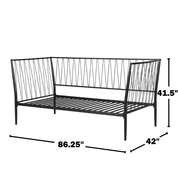 English Elm Metal Twin Daybed with Powder Coated Finish Slatted Platform for Guest Rooms B016S00059