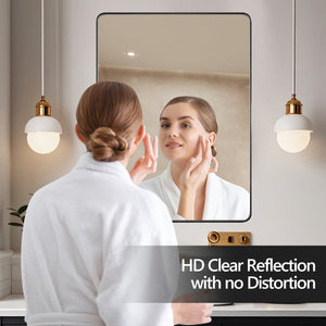 English Elm 40X30 Inch Black Aluminium Frame Bathroom Mirror - Modern, Durable, Hd Reflection, Easy Mounting & Safe! T3757P347041