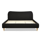 English Elm Roman Curved Headboard Upholstered Platform Bed, King, Ebony Black Boucle