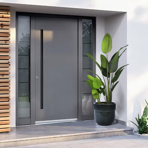 English Elm 3 Pieces Ceramic Flowerpot Set – Handcrafted Antique Black Planters For Indoor & Outdoor Use W3273P321472