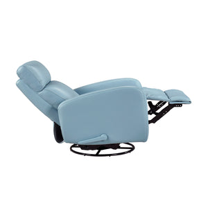 English Elm Glider Top Grain Leather Swivel Recliner Chair – Blue Comfort, 360° Glide, Solid Wood Frame, Luxury B011P330087