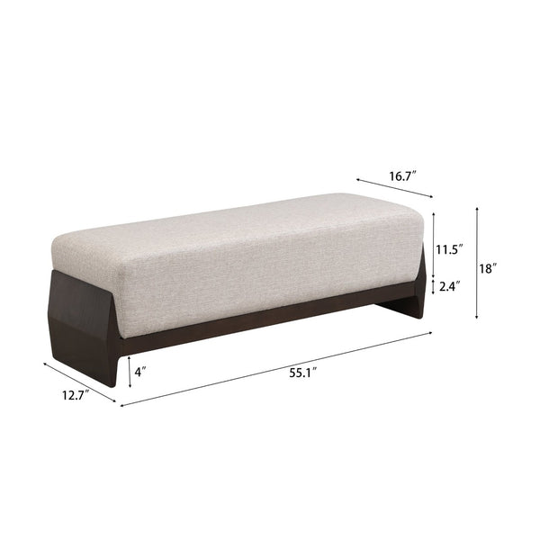 English Elm Rubber Wood Three Seat Upholstered Bench Thick Cushioned Entryway Bedroom Accent N769P355905W