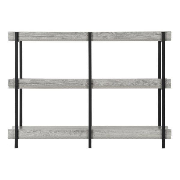 English Elm Accent Console Table: Sleek Grey Laminate & Black Metal, Perfect For Narrow Spaces & Modern Decor B2710P218988