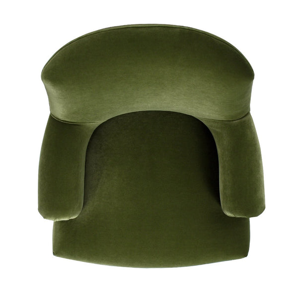 English Elm Jennifer Taylor Home - Eloise Handcrafted 4-Pleat Sock Arm Accent Chair in Olive Green Velvet — Compact Camelback Comfort B2719P238255