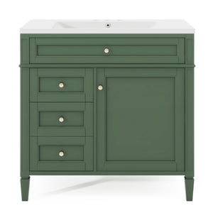 English Elm 36'' Modern Bathroom Vanity with Mirror Cabinet and Sink, Spacious Storage, Soft-Close Doors & Drawers Green SW000134AAF-3