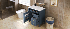 English Elm 30'' Modern Bathroom Vanity With Soft-Close Drawers, Tip-Out Storage & Elegant Roman Legs, White SW000122AAC-2