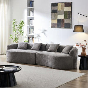English Elm 111" L Shaped Cloud Sofa Plush Chenille Upholstered High Density Foam Apartment Living Room Grey W1669S00058