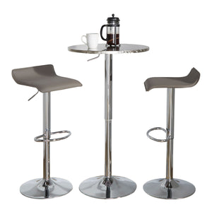 English Elm Bistro Round-Ale Adjustable 3-Piece Bar Set in Grey PVC with Chrome Accents, Oval Footrest, Modern B202S01513