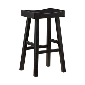 English Elm Transitional Counter Height Stools Set of 2 — 24" Rustic Accent Solid Rubberwood Seats for Islands Black 45.25 L x 20 W x 9.25 H B011P284436