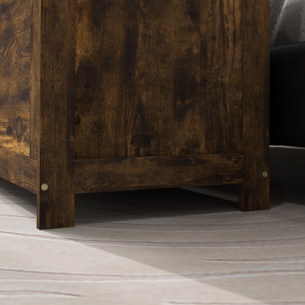 English Elm HOMCOM Spacious 39.4" Wooden Storage Chest with Safety Hinges, Sturdy Seat, Handles, 352 lb Cap. Rustic Brown W2225P173958