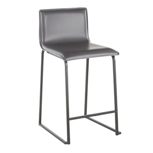 English Elm Mara 26" Modern Counter Stool Set Of 2 In Black Metal & Grey Faux Leather For Chic Spaces B202P222058
