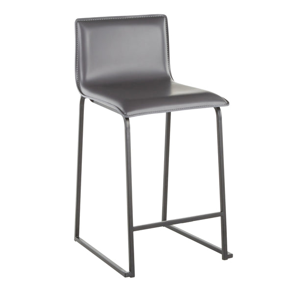 English Elm Mara 26" Modern Counter Stool Set Of 2 In Black Metal & Grey Faux Leather For Chic Spaces B202P222058