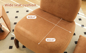 English Elm Cute Barrel Velvet Accent Chair Armless Solid Wood Legs Cozy Reading Nook Seat Caramel W2105P412977