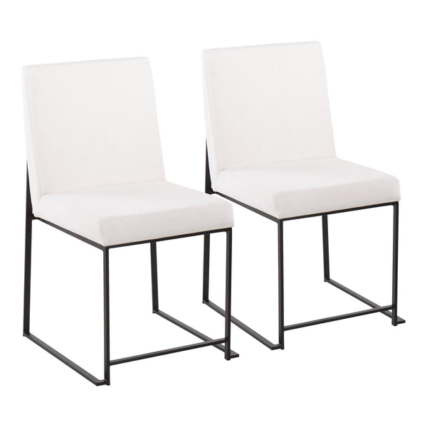 English Elm High Back Fuji Dining Chair Set - Modern Black Steel Frame & Luxurious White Velvet Comfort For Any Space B202P223554