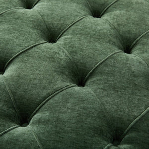 English Elm 32" Round Chenille Ottoman Tufted Footrest with Rubberwood Legs for Living Room Green N723P405298G