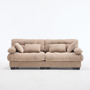 English Elm Cloud Modular Sectional Sofa Deep Seat Flannelette Upholstered Living Room Couch Light Brown W2120S00018