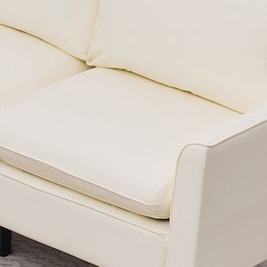 English Elm Ts Cat Paw Faux Leather Accent Chair Nordic Retro Loveseat with Lumbar Support Cream White W2311S00010