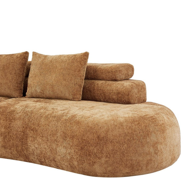 English Elm 122" Curved Modular Sectional Sofa Cloud Fill Polyester Upholstered Living Room Seating Pumpkin Yellow N771P396326C_N771P396327C