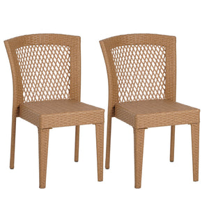 English Elm Christopher Knight Home® - FARLEY Rattan Stacking Sidechair Set of 2 — Durable 300 lb Capacity, Beige Woven Design, Easy Assembly Light Brown N762P234585A