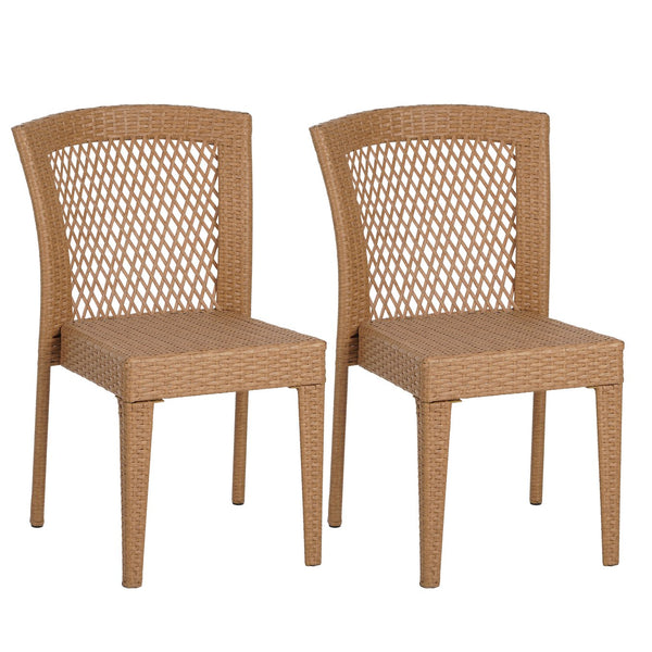 English Elm Christopher Knight Home® - FARLEY Rattan Stacking Sidechair Set of 2 — Durable 300 lb Capacity, Beige Woven Design, Easy Assembly Light Brown N762P234585A