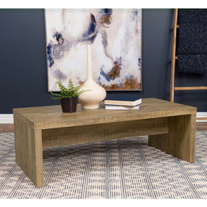 English Elm Rectangular Farmhouse Coffee Table with Rustic Engineered Wood Finish, Sturdy Center Brace and Warm Tone Mango color B016P370581