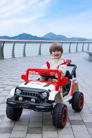 English Elm 12v Ride on Toddler Car with Remote Control Spring Suspension and Off Road 4x4 Drive White+Red W3822P371942