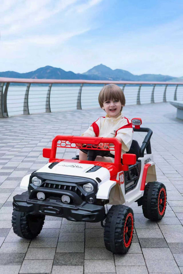 English Elm 12v Ride on Toddler Car with Remote Control Spring Suspension and Off Road 4x4 Drive White+Red W3822P371942