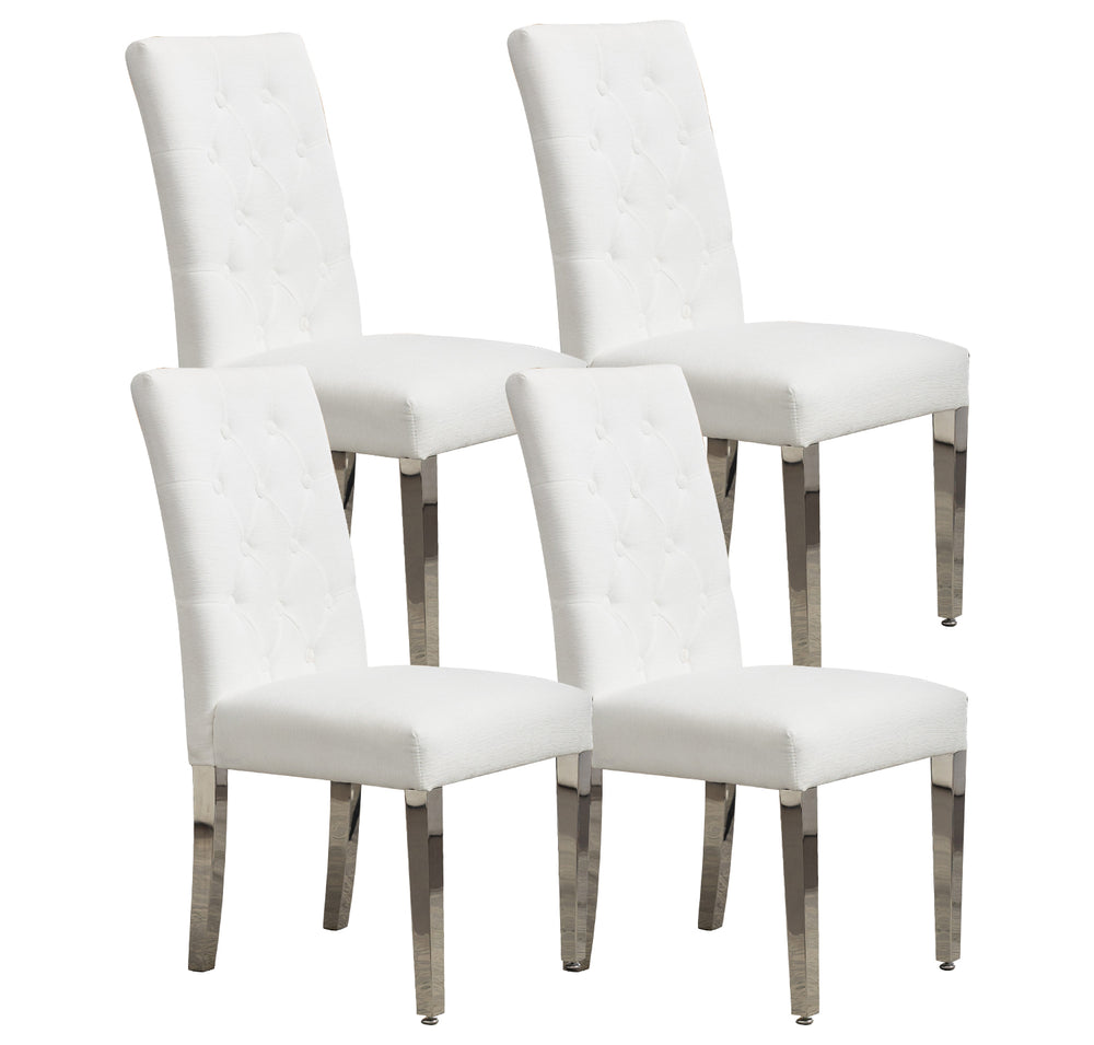 English Elm Set of 2 Modern Dining Chairs with Plush Velvet Tufting, Sturdy Steel Legs, Ergonomic S-Shaped Springs Beige D772095826