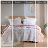 Intelligent Design Malea Glam/Luxury Shaggy Faux Fur Comforter Mini Set ID10-2440 Pink/White