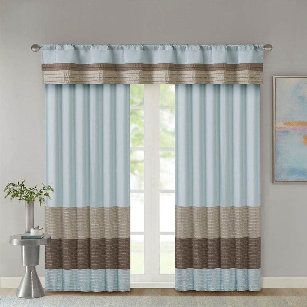 English Elm Polyoni Pintuck Curtain Panel - Elegant Striped Design, Light-Filtering, Versatile Hanging Options B03598066-GIGA