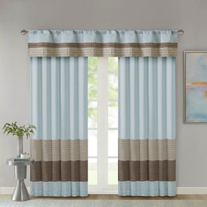 English Elm Polyoni Pintuck Curtain Panel - Elegant Striped Design, Light-Filtering, Versatile Hanging Options B03598066-GIGA