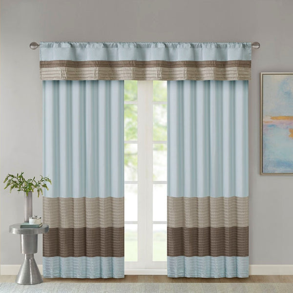 English Elm Polyoni Pintuck Curtain Panel - Elegant Striped Design, Light-Filtering, Versatile Hanging Options B03598066-GIGA