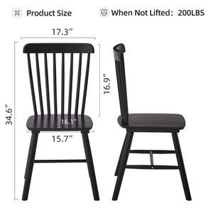 English Elm 4 Solid Wood Dining Chairs with Curved Backrests, Wide 16.5" Seats, Anti-Skid Feet, Easy-Clean Finish Black T3967P383405