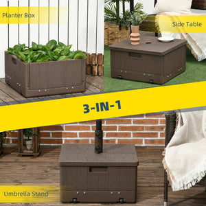 English Elm Outsunny Rolling Patio Umbrella Stand with Wood Grain Table Top and Planter W2225P174182