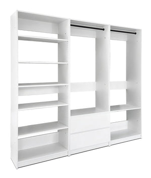 English Elm Prosper White Freestanding Walk-In Wood Closet System — Modular Oak Finish, Durable Melamine, Easy Assembly B040S00146