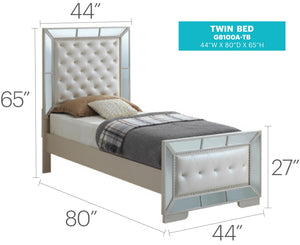 English Elm Elegant Pearl Queen bed with minimalist silhouette, durable particle board frame, easy assembly, modern charm Off White 79 L x 4 W x 10 H B078S00551