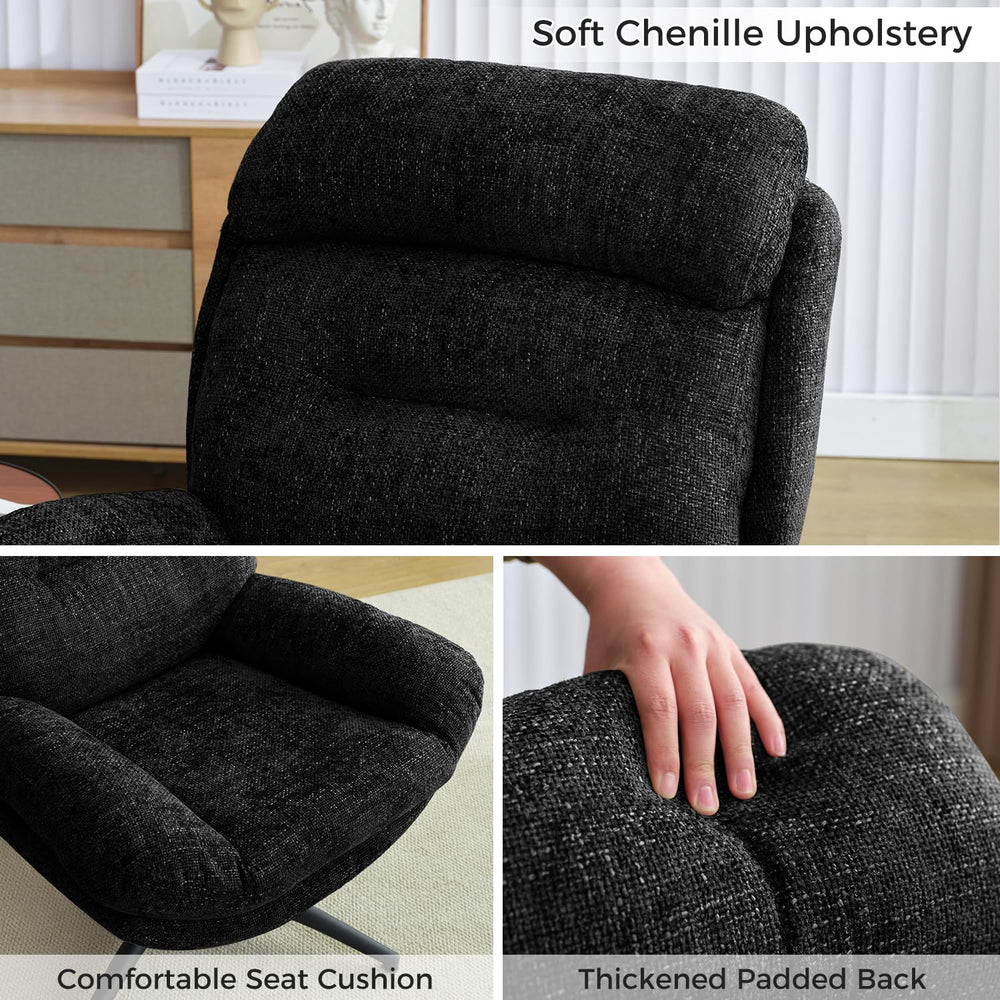 English Elm 065C Plush Velvet Rocking & Swivel Lounge Chair with Ottoman — Ergonomic Backrest, Wide Arms, Sturdy Metal Base W1805P331485