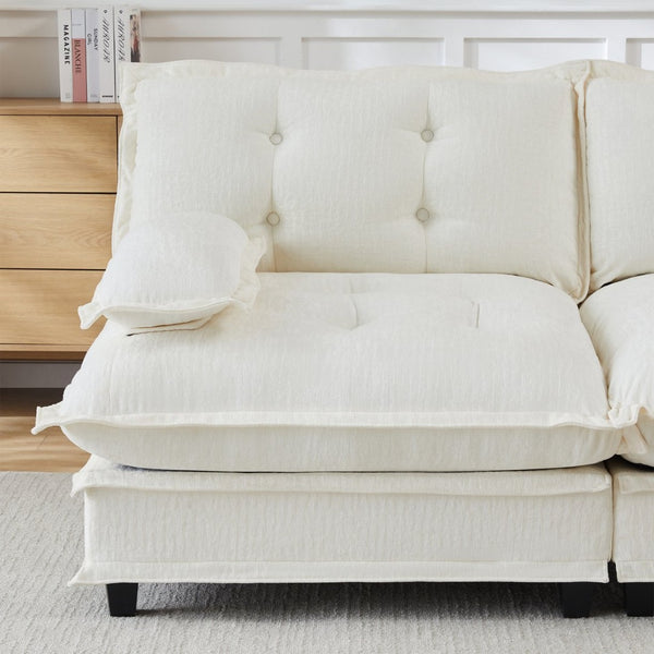 English Elm 77 Inch Chenille Cloud Loveseat Modular Deep Seat Sofa for Living Room or Apartment Beige W714S01674