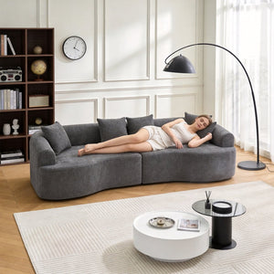 English Elm Curved Chenille Modular Sectional Sofa Boneless High-density Foam for Apartment Living Grey W3728S00008