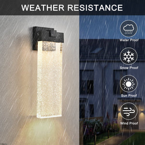 English Elm 18"(H) Modern Outdoor LED Wall Light 12W Weatherproof Bubble Crystal Sconce Black Finish, Up/Down Ambience for Porch Garden Patio W1340P239405