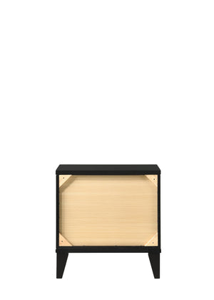 English Elm Chelsie Black Finish Nightstand with 2 Smooth-Glide Drawers, Safety Stop & Sleek Tapered Legs, Durable Materials B2726P261873