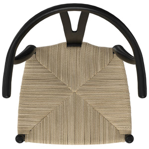 English Elm Hershey Dining Chair Set of 2 — Matte Beech Wood Wishbone-Inspired Seats with Handwoven Rope Comfort Black B136P266925